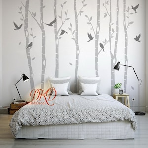 Vinyl Wall Decal Sticker--Set birch trees