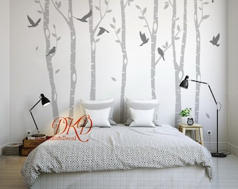Birch Tree Wall Decal, Forest Nature Mural, Vinyl Kids Room decor