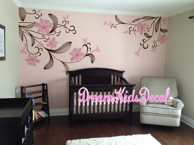 Removable Flowers Wall Decal Baby Girl Nursery Wall Sticker Etsy
