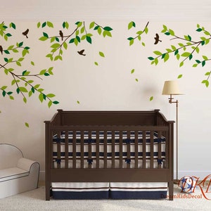 Tree Branch Decal Wall Art with Birds image 1