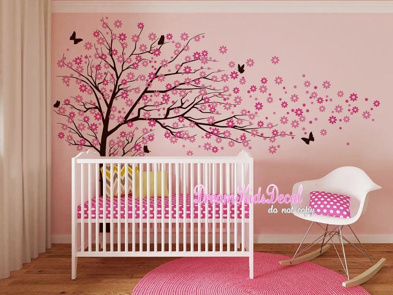 Cherry Blossoms Tree Decal Wall Murals Baby Girl Nursery Etsy