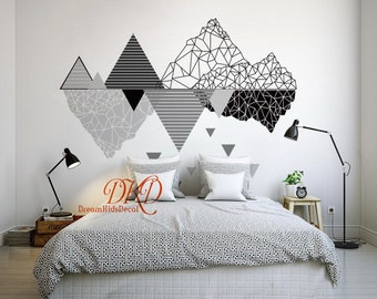 Wall Decal Nursery wall sticker, Mountain Wall Decals, Mountains Wall Decal Modern Home Decor Wall art- Geometrical mountain