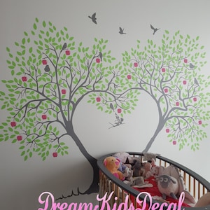 Wall decal, Kids Nursery wall decals, Tree wall decal, baby room decal, Wall arts-Apple heart Tree-DK209
