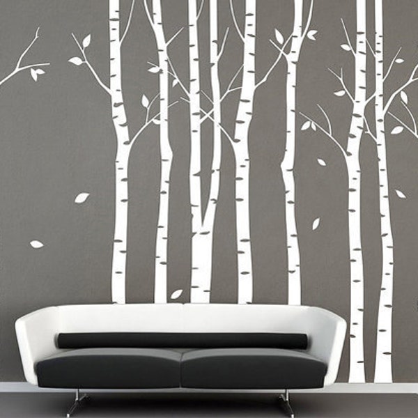 Wall decals,White trees decals, nature wall decals, vinyl wall decal, nature wall decal stickers, birch tree, nursery wall stickers-DK067