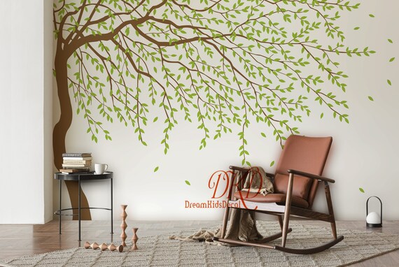 Large Vinyl Wall Decal Branch Leaves Tree Art House Interior Art Stickers Large Decor (ig4552) Sky Blue