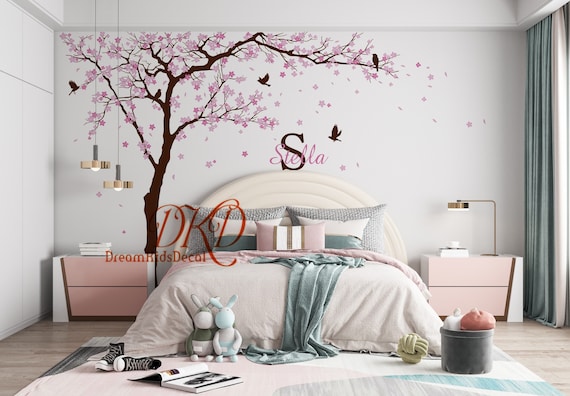Vinilo-árbol de la flor de cerezo etiqueta de la pared del cuarto de niños  bebé niña habitación flores techo arte de la pared -  México