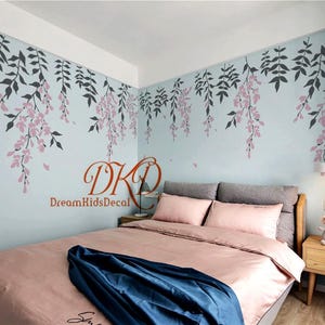 Hanging Vine Wall Sticker, Removable Vinyl Wall Decal for Living Room  Bedroom Wall Decor, Nature flowers wall art-DK024