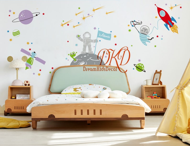 Space Wall Decal Planets Astronaut Rocket Stars Galaxy - Etsy