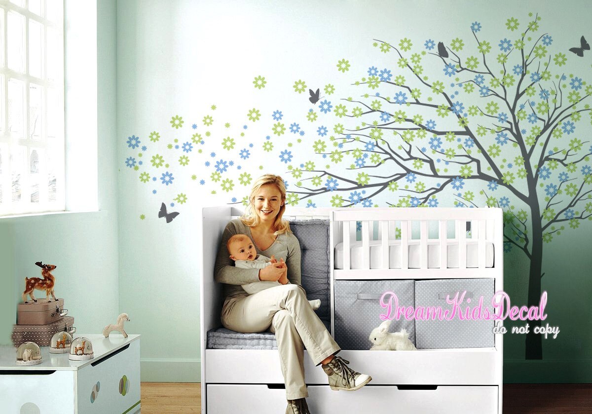 Adesivo Muro Albero Fiori Di Ciliegio - Decorazione Parete Camera Bambini, Soggiorno, 170cm - Foto 3