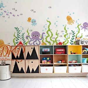 Unter dem Meer Kinderzimmer Wandtattoo, Ocean Friends Kinderzimmer Krake, Nautik, Bubble Aufkleber Babyzimmer Muster Aufkleber Wandaufkleber