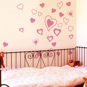 Heart Decals, Hearts Wall Decals, Hearts Wall Stickers, Trendy Wall Decals Nursery Bedroom Office Decals Girls Nursery Hearts-DK269