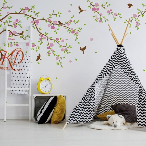 Cherry Tree Wall Decal Tree Wall Sticker Nursery Wall Etsy