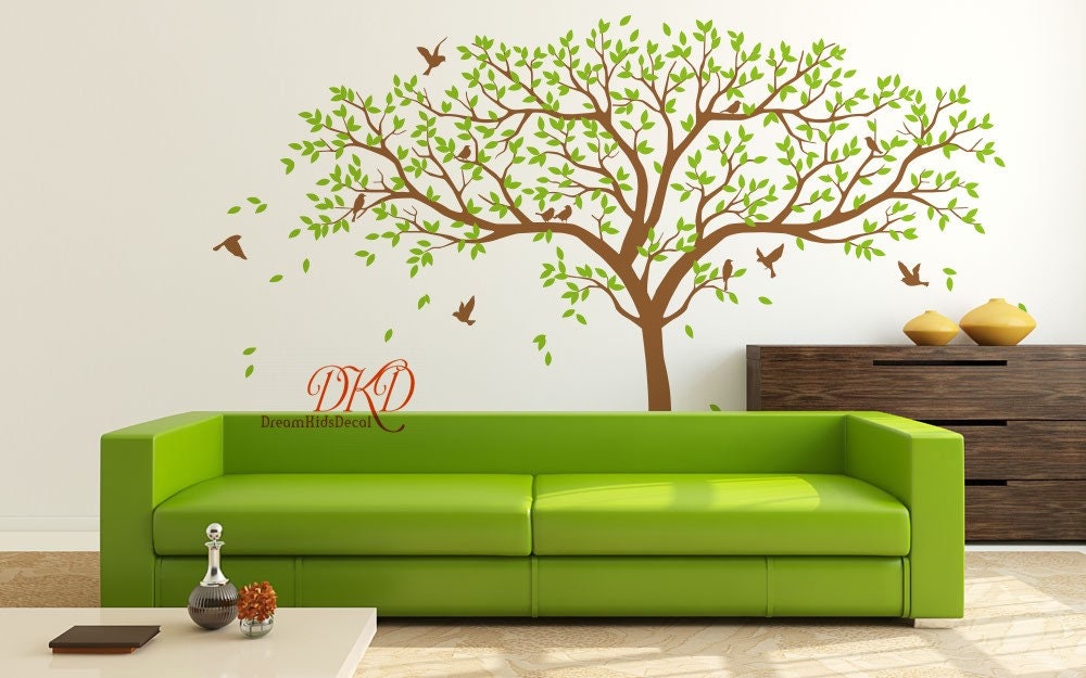 Nursery Wall Decals Tree With Birds Tree Wall Decal Large Family Tree ...
