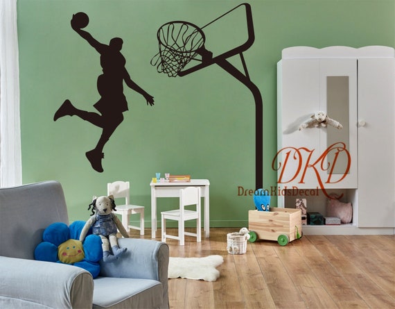 Sports Themed Wall Decals Decorative 3D Broken Wall Basketball Wall Stickers  Mural Sticker Wall Art Decor for Kids Boys Girls Room Child Teen Bedroom  Living Room Class Room College Dorm 