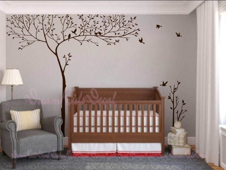 Wall Decal tree wall decal nursery wall decal baby wall decal winter tree wall decal children baby decal-Birds sitting on Trees Decal-DK117