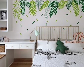 Wall Decal, Leaves Wall Decals, Tropical Leaves sticker, Palm leaf Plant sticker Living room Nature Wall art Home Decor