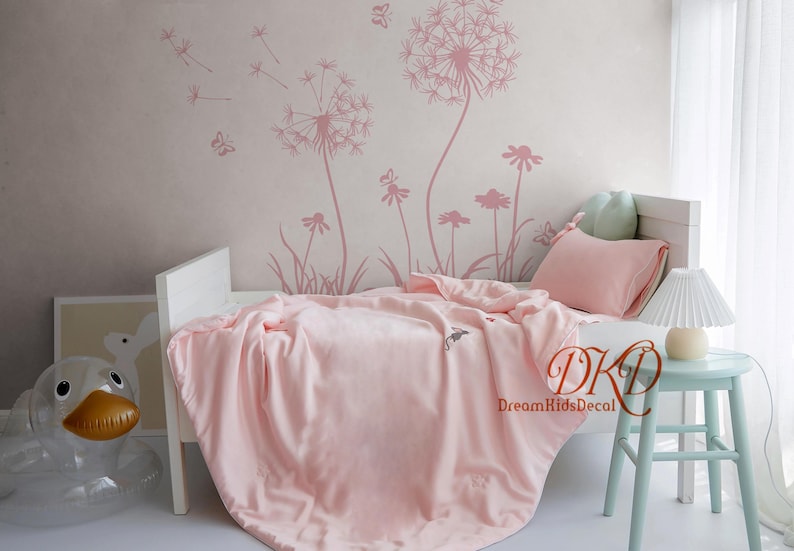 Dandelion Wall Decal Flower Wall Decal Floral Wall Sticker Nursery Room ...