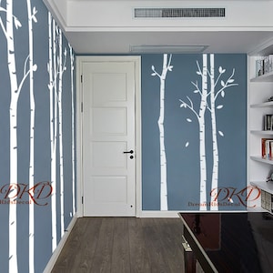 Birch Tree Wall Decal, Wall Decals Sticker, Nursery Wall Decals, Forest Stickers-set of 9 Trees