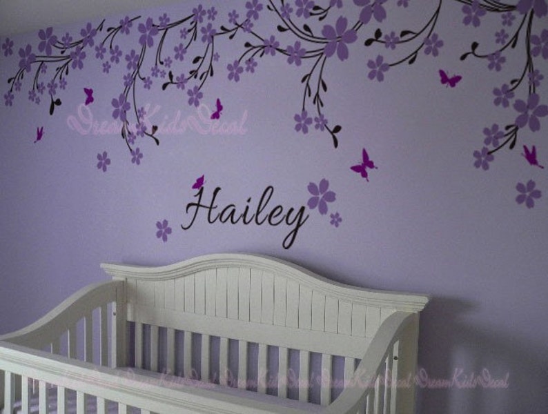 nursery wall decal baby girl and name wall decals cherry | etsy