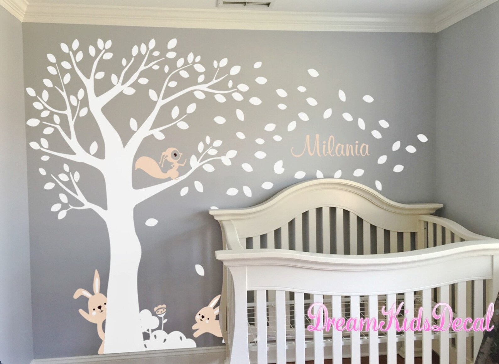 Nursery Wall Decals Wall Stickerstree With Bunny Etsy