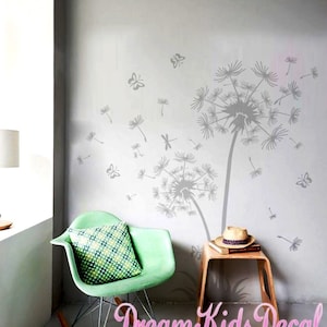 Dandelion Wall Decal Flower Wall Decal Floral Wall Sticker Nursery Room ...