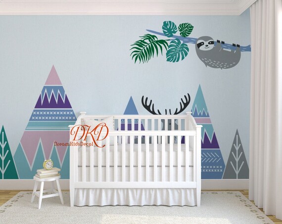 Woodland Montagne Pepiniere Forestiere Sticker Mural Pour Etsy