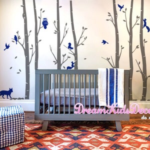 Owl wall decal, Owl Nursery Wall Decal , Birch Tree with Owls wall stickers, children wall decal, woodland, animals,  Interior Design-DK242