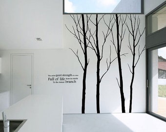 Tree wall decal Nursery wall stickers-4 large bare winter trees