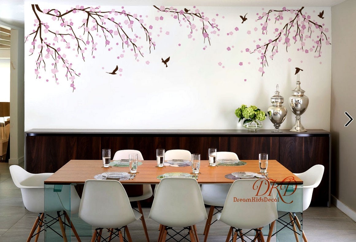 Adesivi Murali Fiori Di Ciliegio Ad Acquerello | Decorazioni Per Camera Da Letto E Soggiorno - Foto 12