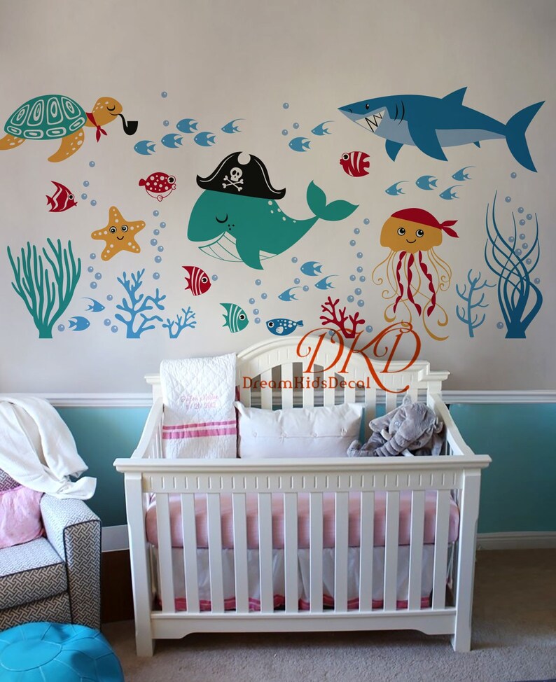 under the sea wall decal wall sticker for kids ocean nursery | etsy