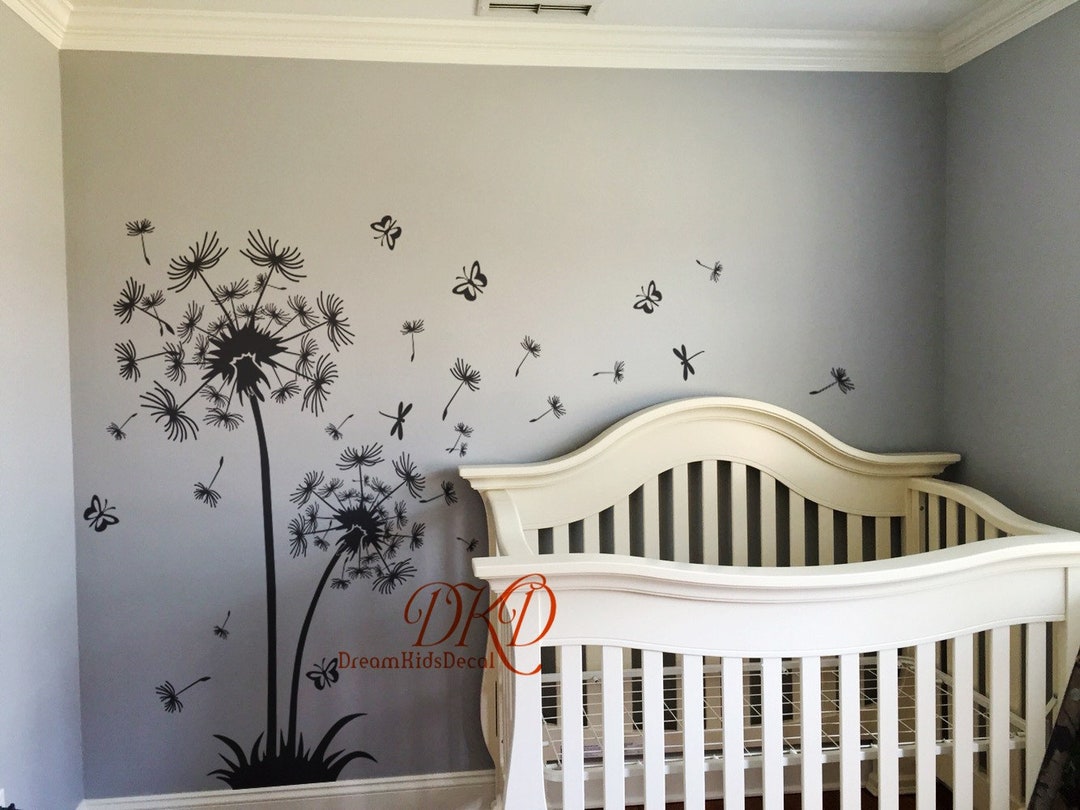 Dandelion Wall Decal Flower Wall Decal Floral Wall Sticker Nursery Room ...