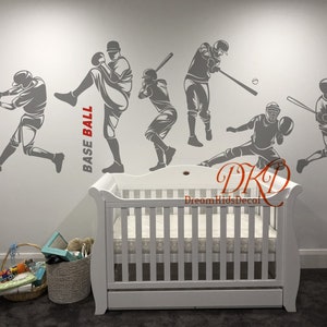 Baseball Player Wall Decal, Baseball Sticker Decal, Sports Wall Decal, Kids Sports Theme Teens Boys Room Sports Decor Wall Decal