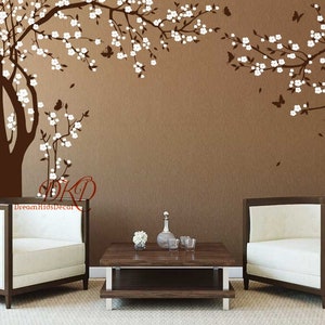 Cherry Blossom Wall Decal, Nursery Wall Decal, Cherry Tree Wall Decal with butterfly, Wall Sticker-DK309
