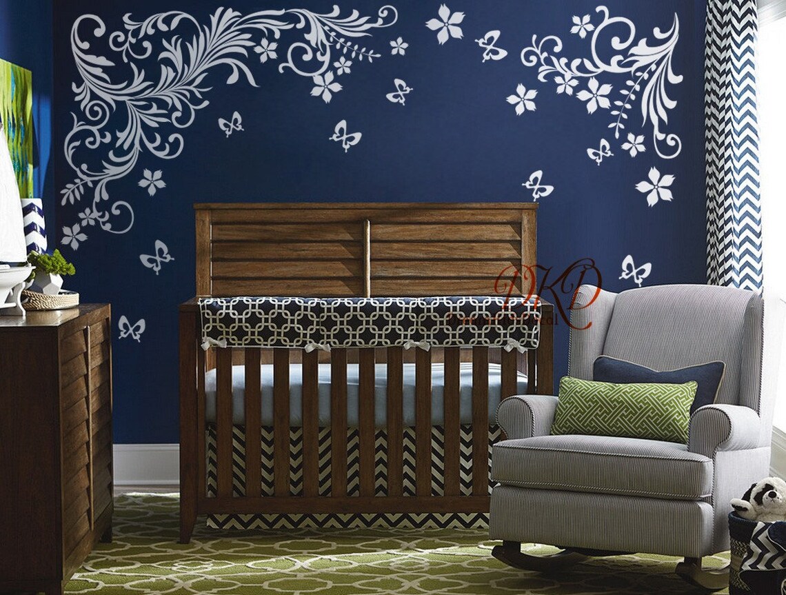 Flower Wall Decal Floral Wall Art Baby Nursery Decal Girls Etsy