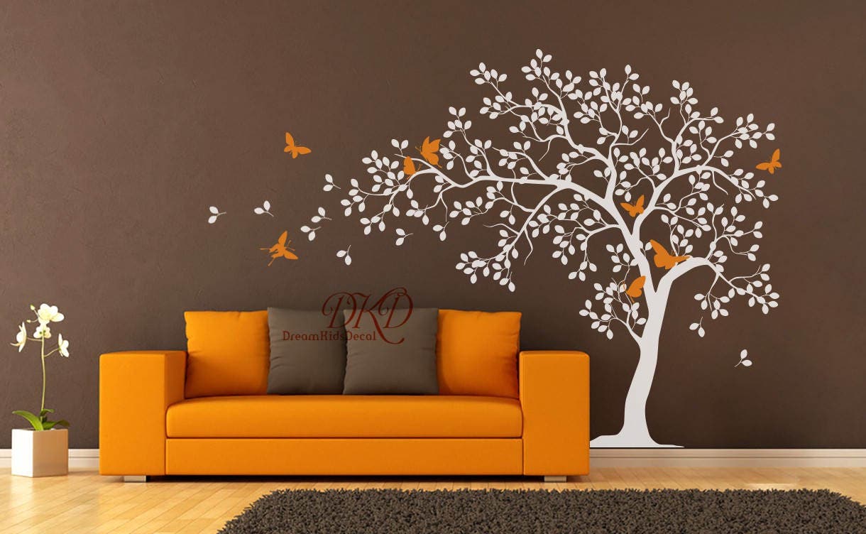 Nursery Wall Decal Tree Wall Decal Butterfly Nature Wall Etsy