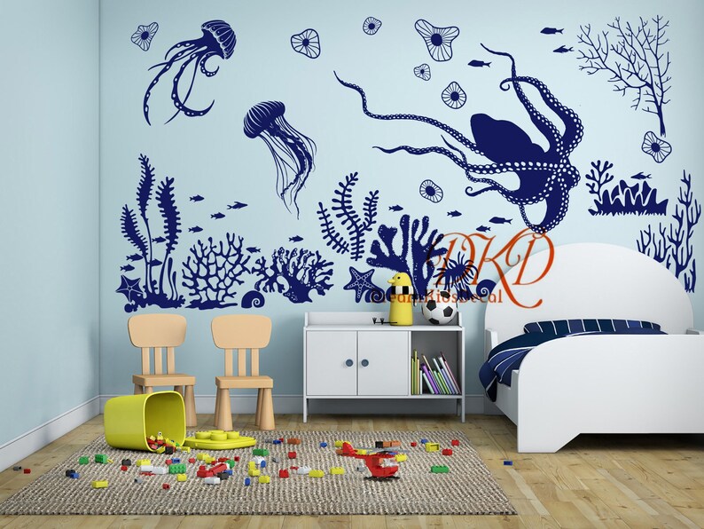 Under the Sea Wall Decal Ocean Wall Decal for Kids Room Etsy