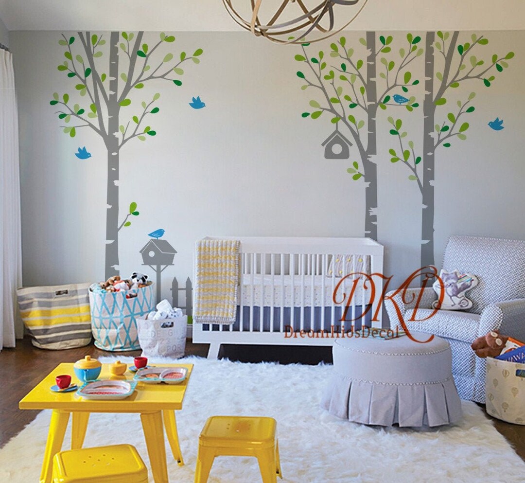 Fall Tree Wall Decal - Dark Brown Monochromatic Tree Sticker, 69" H X 87" W, Removable Nursery Wall Decor - View #3
