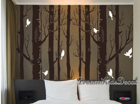 5x Birch Forest Tree Wall Decal Birch Tree Wall Mural Forest Tree Wall Sticker