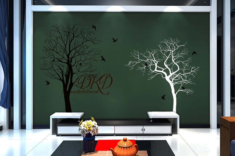 Tree Decal with birds Vinyl Decal Large Bare winter tree wall decal Removable decal for Nursery Home Interior Wall Art-DK295