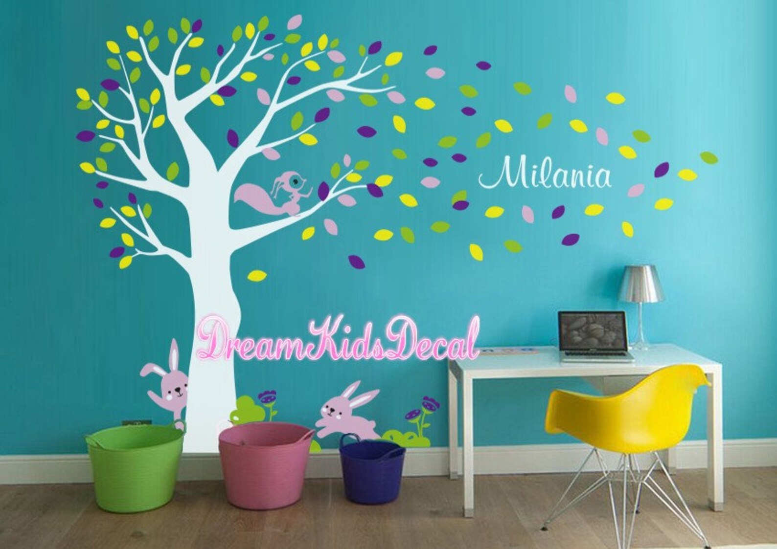 Nursery Wall Decals Wall Stickerstree With Bunny Etsy