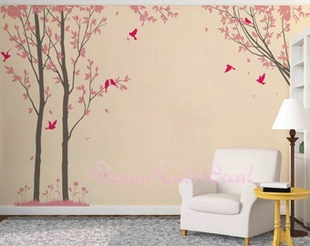 trees decals:wall decals, nature wall decals, vinyl wall decal, nature wall decal stickers, birch tree, nursery wall stickers-DK129