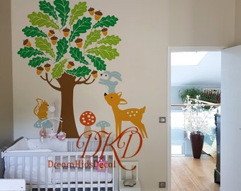 Jungle Animal Owls Monkey Tree Wall Stickers Nursery Decor for Kids Bedroom US 
