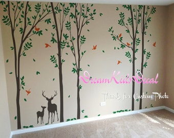 trees decals:wall decals, nature wall decals, vinyl wall decal, nature wall decal stickers, birch tree, nursery wall stickers-DK139