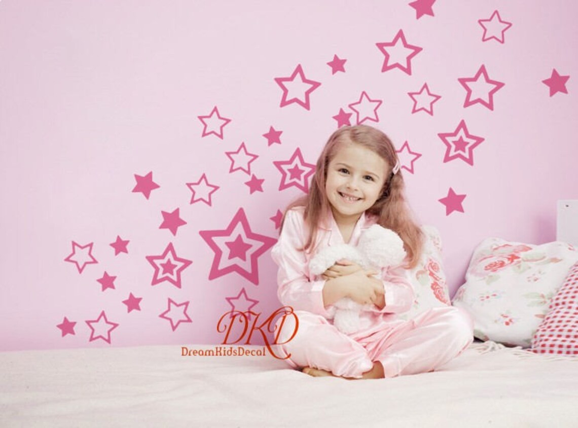 Stars Wall Decals - DIY Peel & Stick Star Stickers For Nursery, Bedroom, Living Room Decor (46 Pieces, Style 8) - View #2