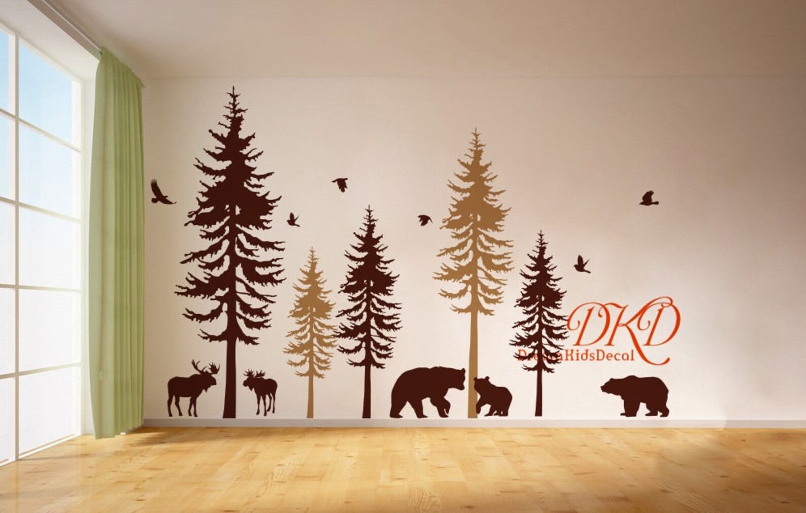 Wall Decal Wall Stickerpine Tree Decalset of 5 Trees With Etsy