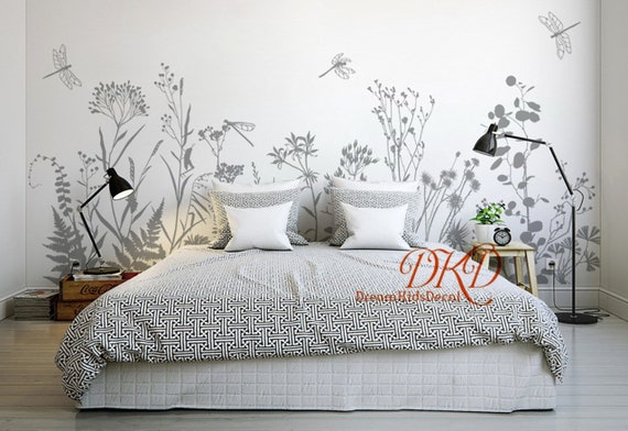 Decalmile Wandtattoo – Blumen & Libellen, 71x164 Cm, Selbstklebend, Für Wohnzimmer & Kinderzimmer