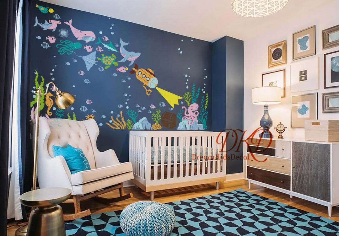 Under the Sea Wall Decal Wall Sticker, Underwater Ocean Theme Nursery ...