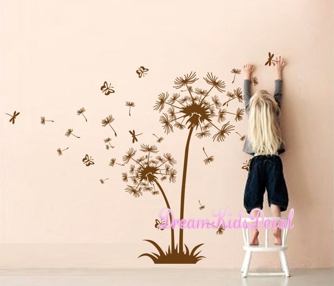 Dandelion Wall Decal Flower Wall Decal Floral Wall Sticker Etsy