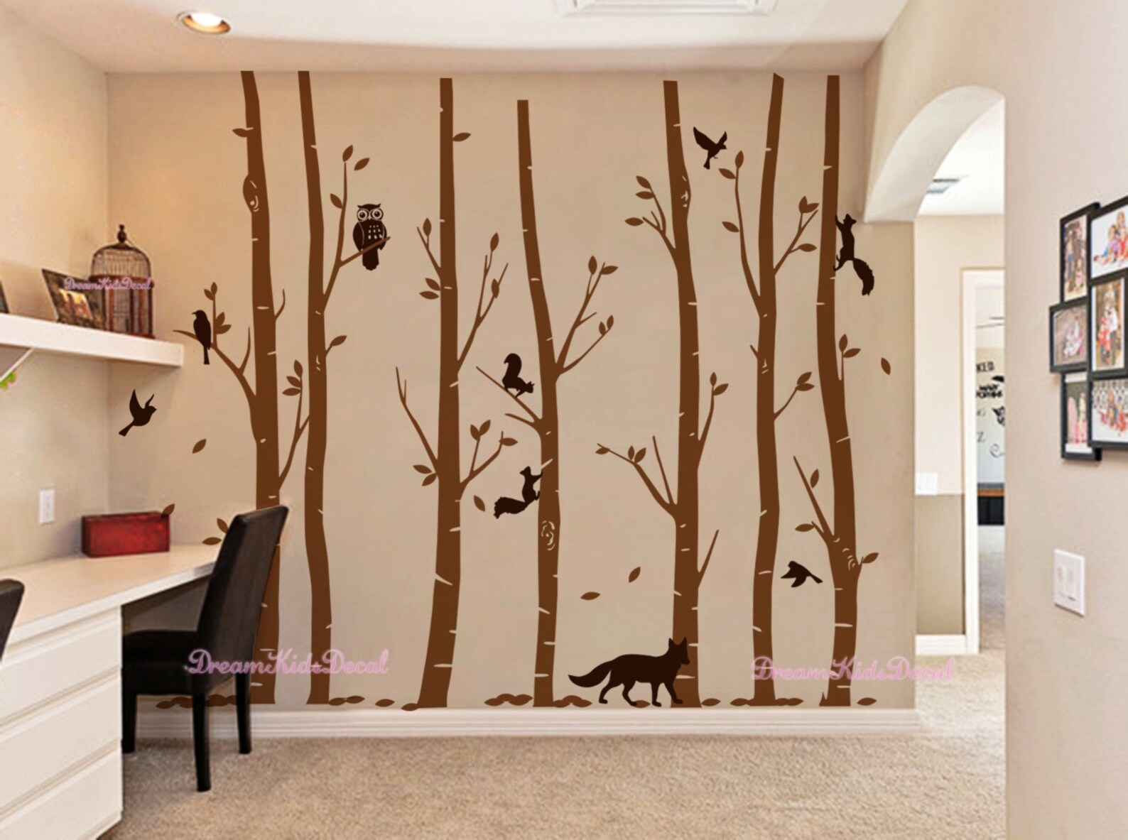 Owl Wall Decal Owl Nursery Wall Decal Birch Tree With Owls Etsy