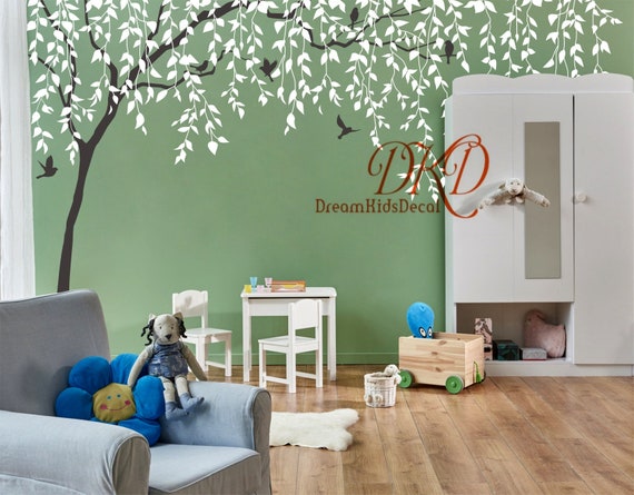 Large Tree Decal for Nursery Home Decor, Tree Wall Decal Nursery Wall Decal  Mural, Leaves Leaf Wall Decal, Vinyl Wall Art-dk504 